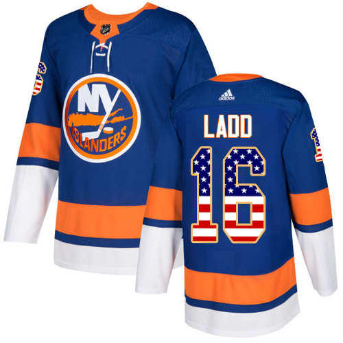 Adidas Islanders #16 Andrew Ladd Royal Blue Home Authentic USA Flag Stitched Youth NHL Jersey